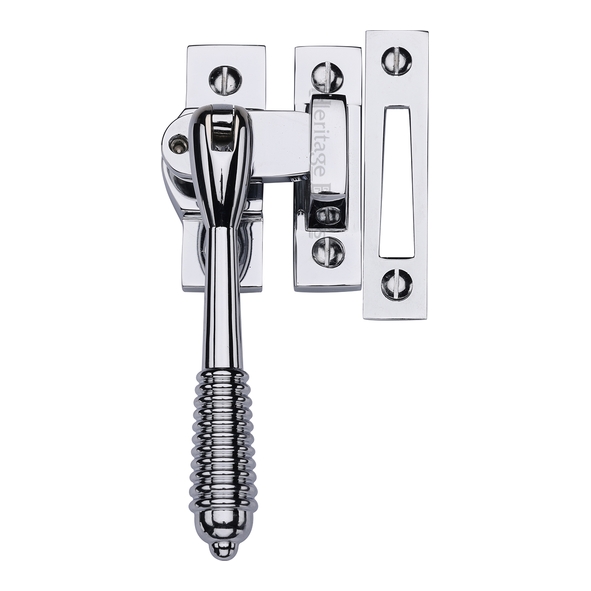 V894L MP/HP-PC  Polished Chrome  Heritage Brass Locking Reeded Casement Fastener
